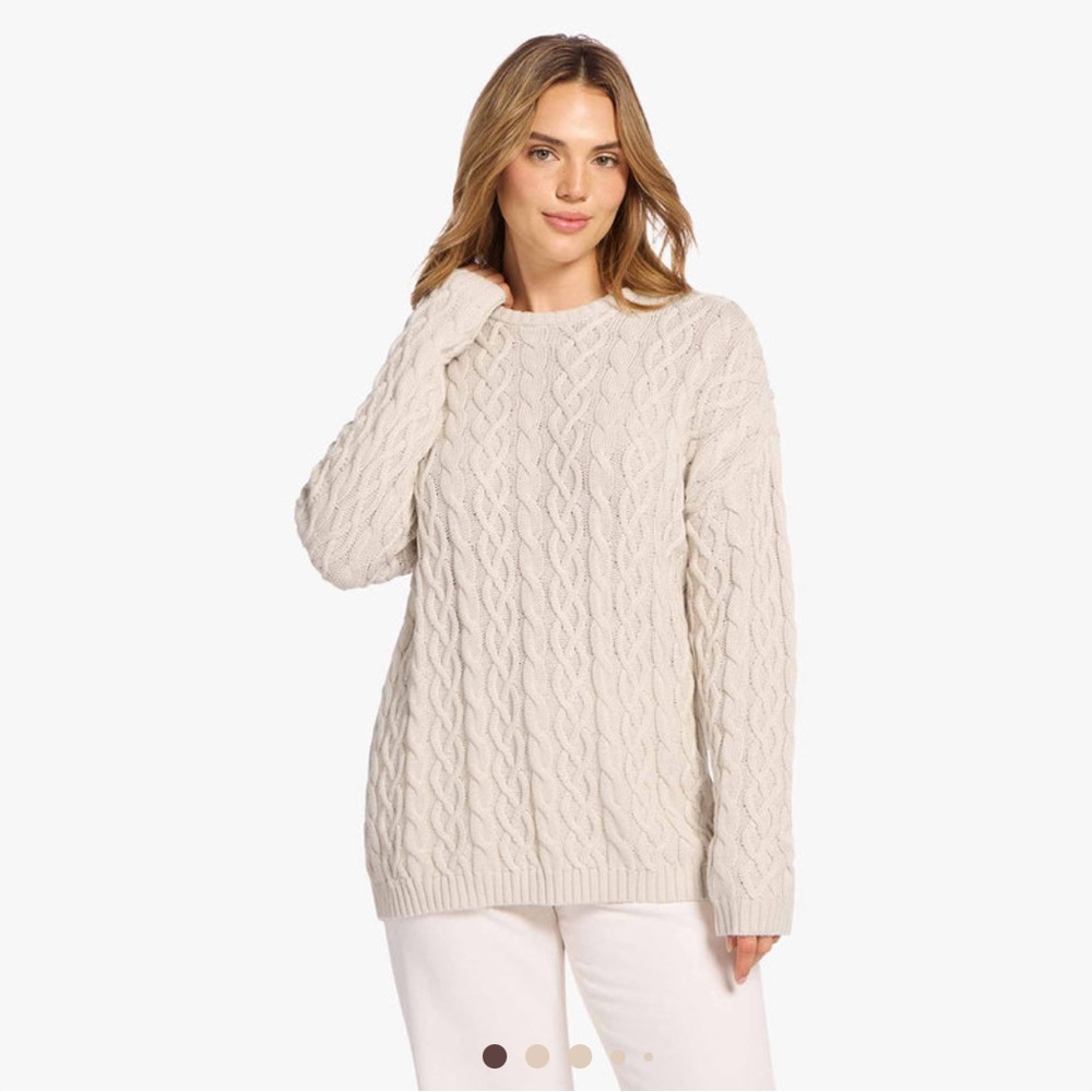 Nuuds Summer Lightweight Cable Sweater in Bone Size S